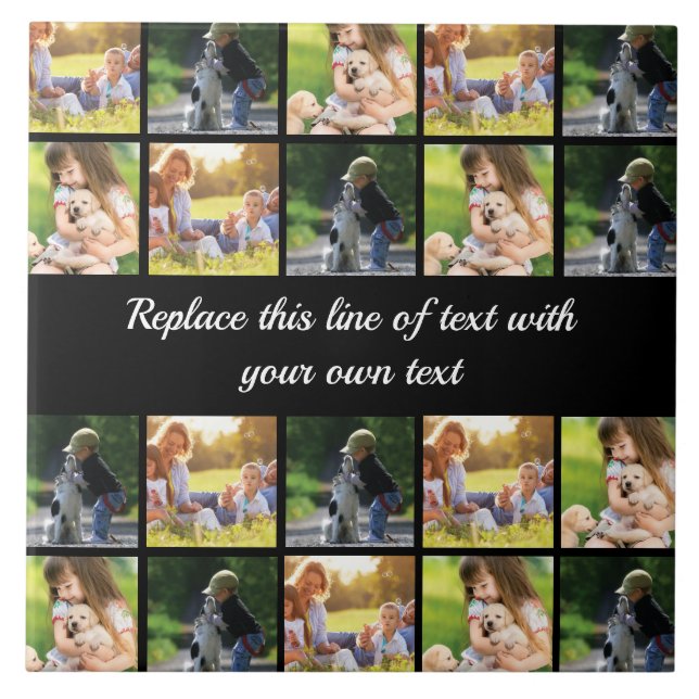 Personalise photo collage and text ceramic tile (Front)