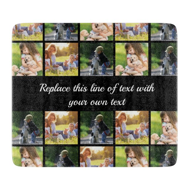 Personalise photo collage and text cutting board (Front)