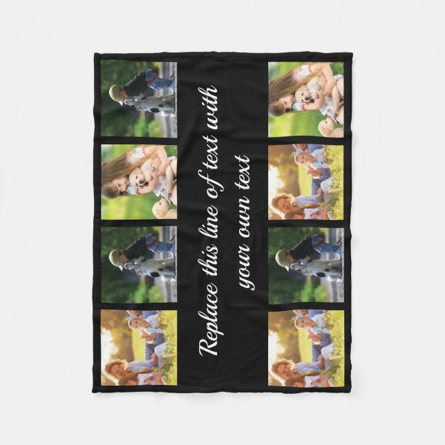 Personalise photo collage and text fleece blanket (Front)