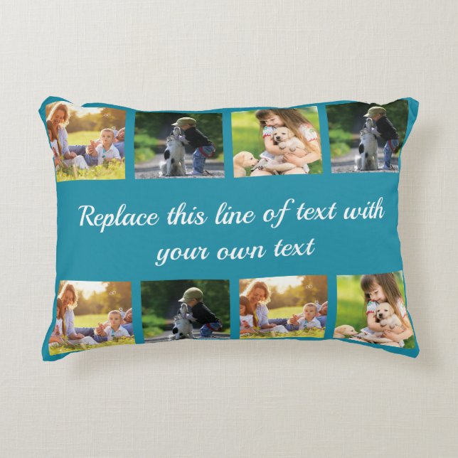 Personalise photo collage and text fleece blanket decorative cushion (Front)