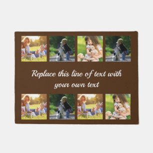 Personalise photo collage and text fleece blanket doormat