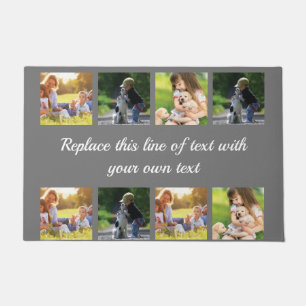 Personalise photo collage and text fleece blanket doormat