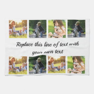 Personalise photo collage and text fleece blanket tea towel