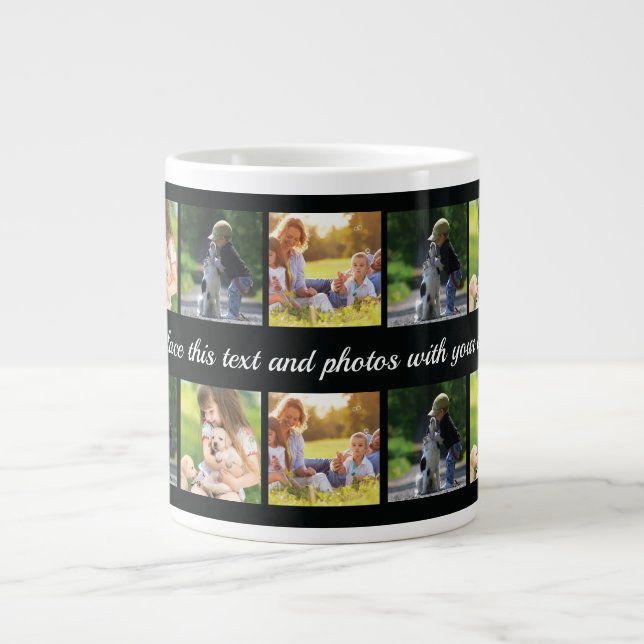 Personalise photo collage and text giant coffee mu large coffee mug (Front)
