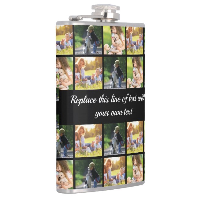 Personalise photo collage and text hip flask (Right)