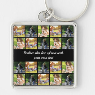 Personalise photo collage and text key ring