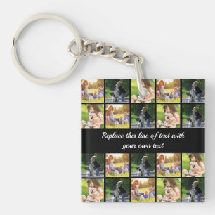 Personalise photo collage and text key ring