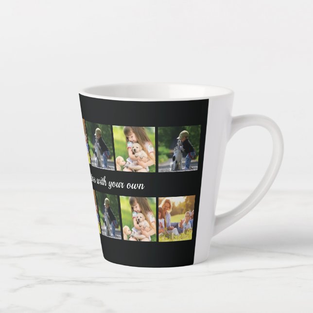 Personalise photo collage and text latte mug (Right)