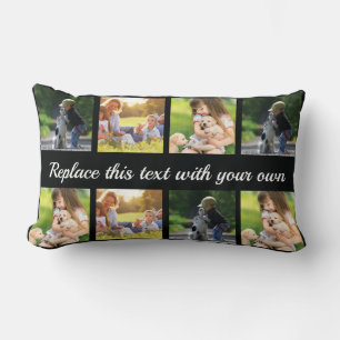 Personalise photo collage and text lumbar pillow