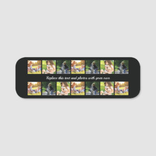 Personalise photo collage and text name tag