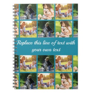Personalise photo collage and text notebook