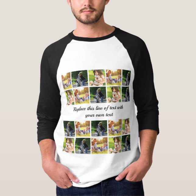 Personalise photo collage and text T-Shirt (Front)