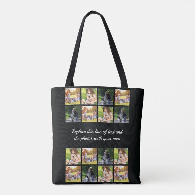 Personalise photo collage and text tote bag (Back)