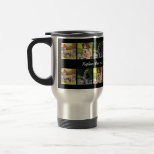 Personalise photo collage and text travel mug