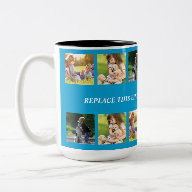 Personalise photo collage and text Two-Tone coffee mug (Left)