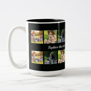 Personalise photo collage and text Two-Tone coffee Mug