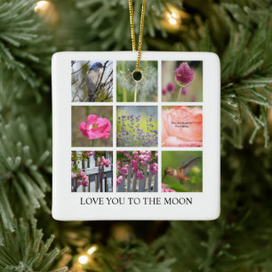 Personalise Photo Collage Flowers and Birds Ceramic Ornament