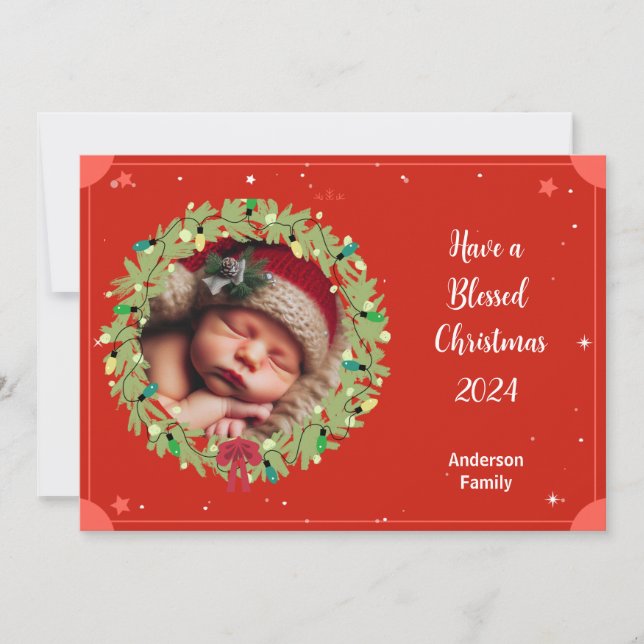 Personalise Photo Flat Christmas Holiday Card (Front)