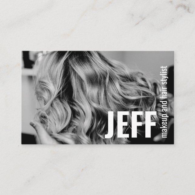 Personalise Photo Minimalist Hairstylist Salon Business Card (Front)
