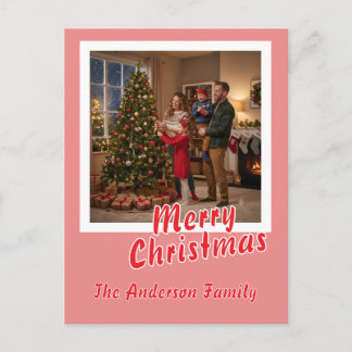Personalise Photo Script Merry Christmas Holiday  Postcard