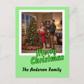 Personalise Photo Script Merry Christmas Holiday  Postcard