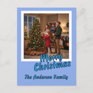 Personalise Photo Script Merry Christmas Holiday  Postcard