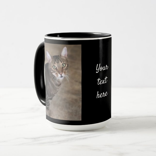 Personalise PHOTO & TEXT black Coffee Gift Mug (Front Left)