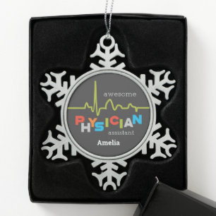 Personalise, Physician Assistant Week Awesome Snowflake Pewter Christmas Ornament