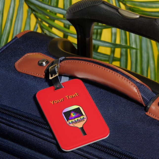 Personalise Pickelball Logo Red   Luggage Tag (Front Insitu 1)