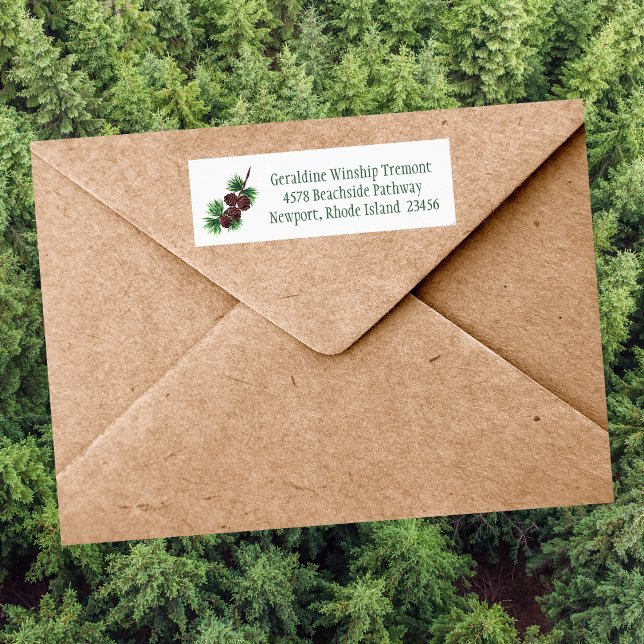 Personalise Pinecone Holiday Return Address Label (Creator Uploaded)