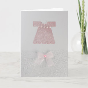 Personalise Pink Baby girl dress Baptism Card