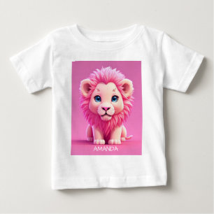 Personalise Pink Baby Lion T-Shirt