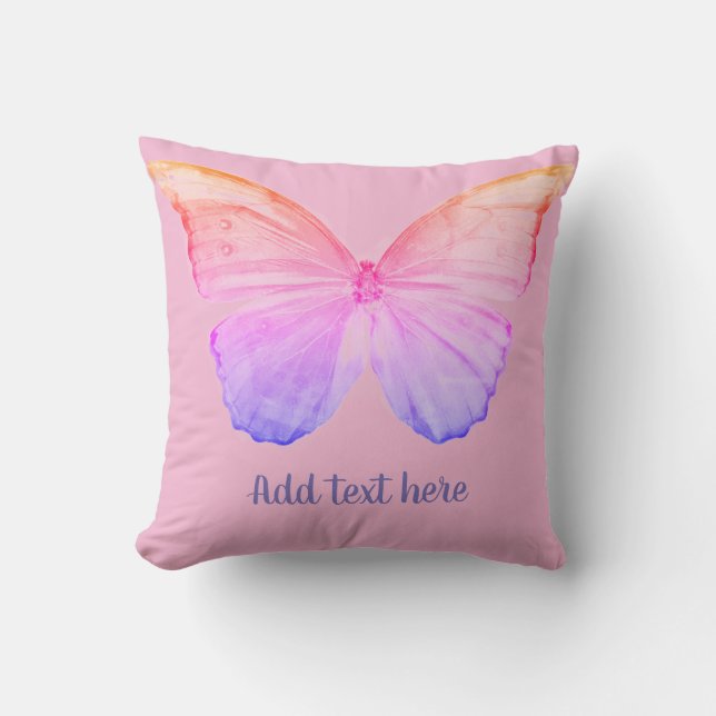Personalise Pink Butterfly Pillow (Front)