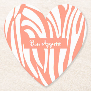 Personalise Pink Coral Striped Zebra Pattern Trend Paper Coaster