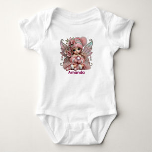 Personalise Pink Fairy  Baby Bodysuit