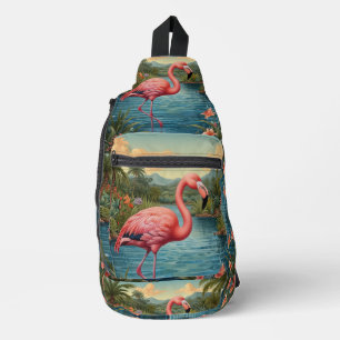 Personalise Pink flamingo Sling Bag