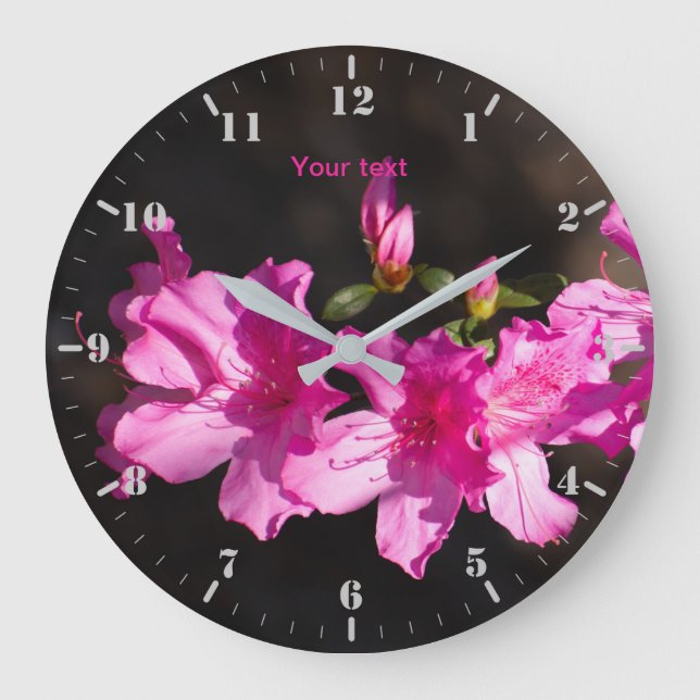 Personalise Pink rhododendron in blossom Large Clock (Front)