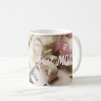 Personalise Pink Roses with Heart Design Coffee Mug