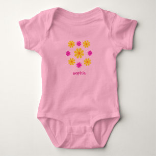 Personalise pink spring flowers baby shower bodysuit