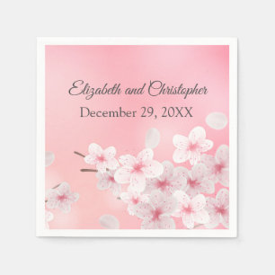 Personalise Pink White Floral Wedding Bridal Showe Napkin