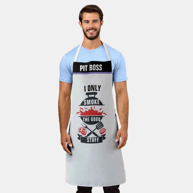 Personalise Pit Boss Aprons, Funny BBQ Grill Chef  Apron (Worn)
