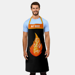 Personalise Pit Boss Funny It's BBQ Time Grill Apron