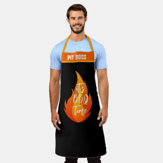 Personalise Pit Boss Funny It's BBQ Time Grill Apron