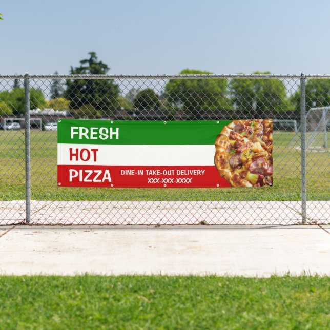 Personalise Pizza Shop Italian Flag Pizza Pic Larg Banner (Insitu)