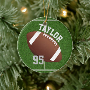 Personalise player Name and Number Football Ceramic Ornament