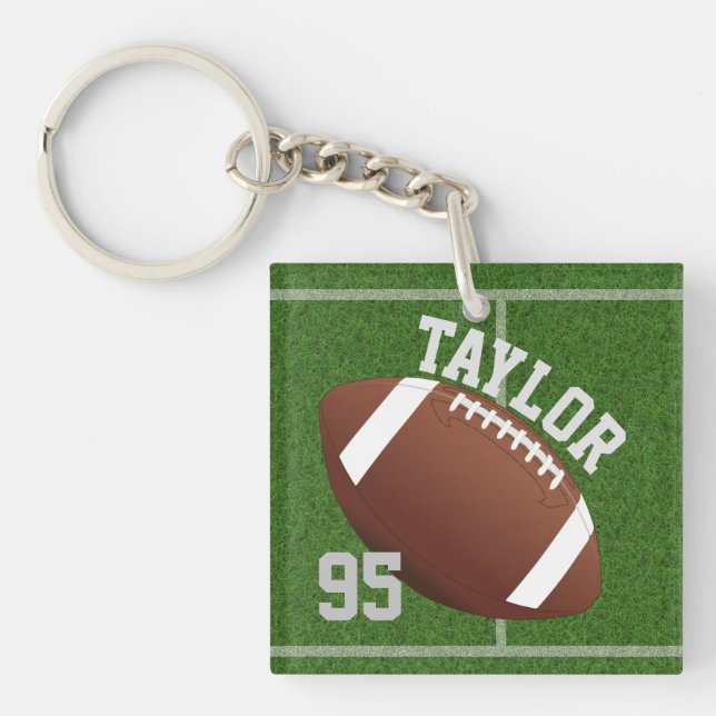 Personalise player Name and Number Football Key Ring (Front)