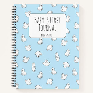 Personalise Polar Bear Blue Baby's First Journal