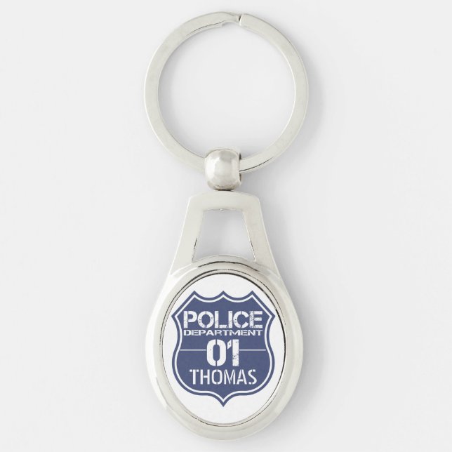 Personalise Police Department Shield 01 - Any Name Key Ring (Front)