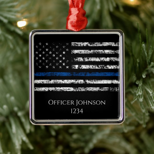 Personalise police officer gift  metal ornament (Tree)