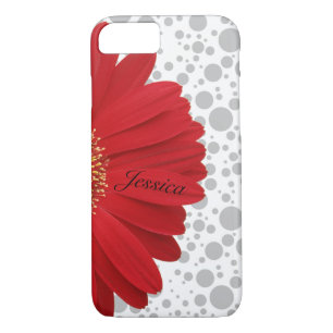Personalise Polka Dot Red Daisy iPhone 8/7 Case